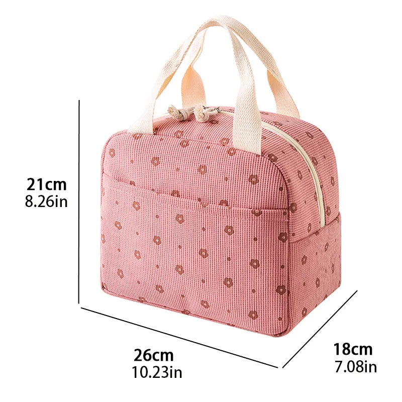 Fancy Corduroy Lunch Bag Student Office Lunch Box Thermal Insulation Bag Waterproof Portable Portable Cute Meal Bag Ice Baga-Dh