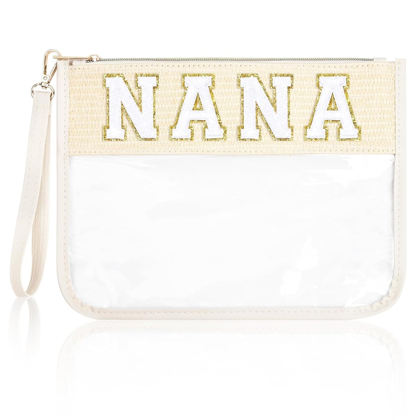 Snack Bags Clear Chenille Letter Pouch Travel Bag Zipper Nylon Makeup Bag Organizer Cosmetic Pouch Toiletry Bag Waterproof Summer Travel Gifts for Women