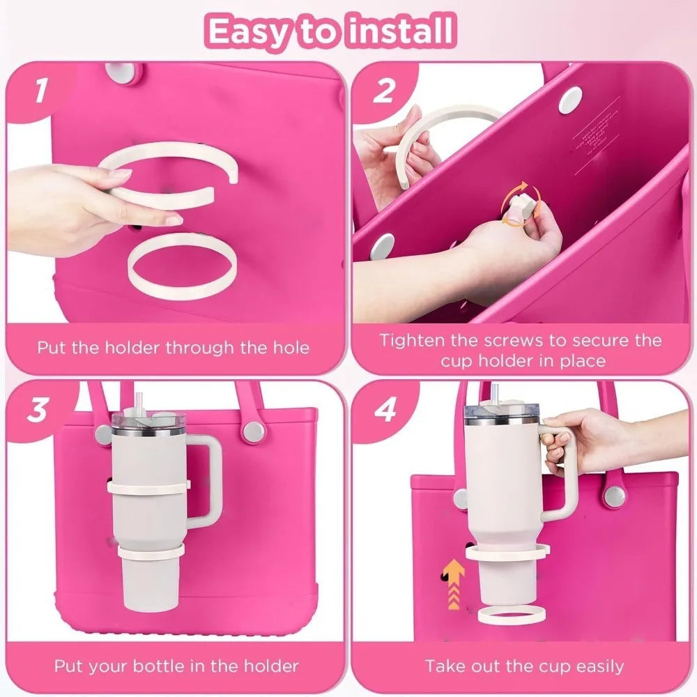 New 2Pcs Silicone Cup Holder for Bogg Bag Portable Anti-Slip Drinks Bottle Case Can Cup Holder for 16-40Oz