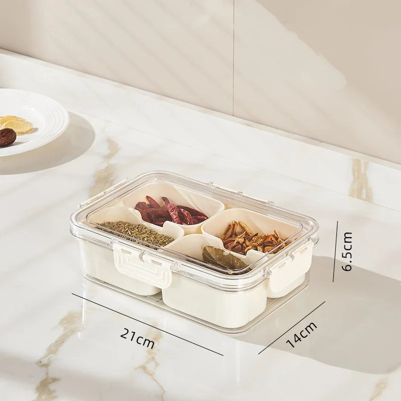 Versatile 8-Grid Serving Tray & Storage Box for Snacks, Fruits, and Seasonings - Portable Fresh-Keeping Solution