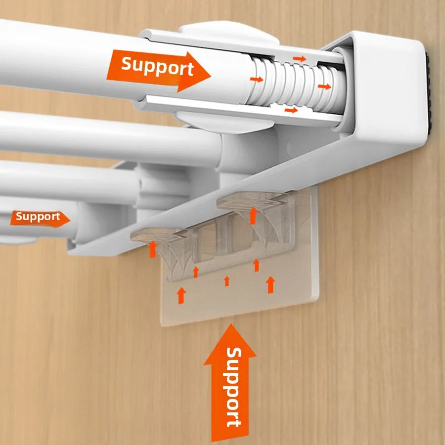 Expandable Metal Closet Organizer - Adjustable Tension Shelf & Rod for DIY Storage Solutions