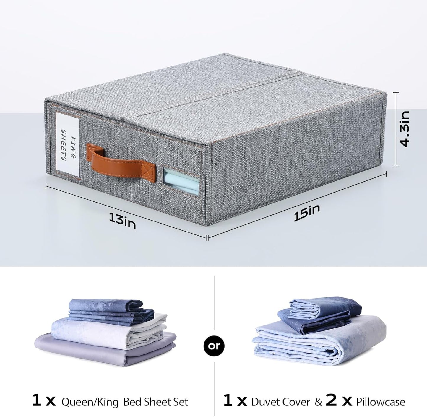 Gray Bed Sheet Organizer Set - 4 Count Linen Storage Solution for Closet Organization