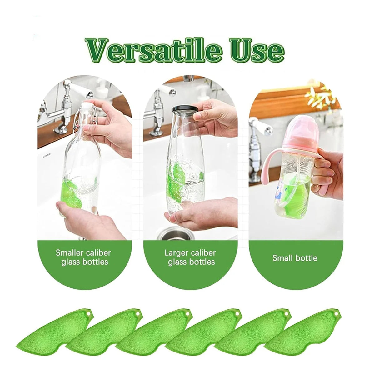 6Pcs Beans Shaped Bottle Cleaning Sponge, Magic Beans Cleaner Reusable Bottle Cleaning Beans Sponge Internal Cleaning GSY