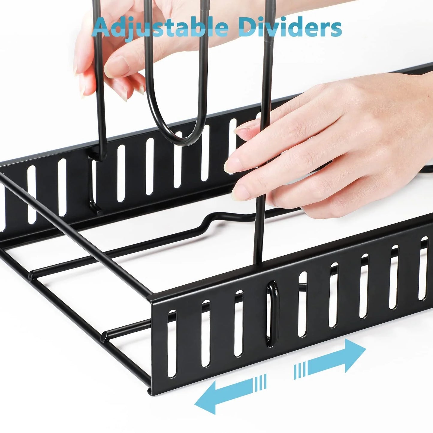 8-Tier Pot and Pan Organizer Rack – Upgraded Kitchen Storage Solution for Cookware and Lids