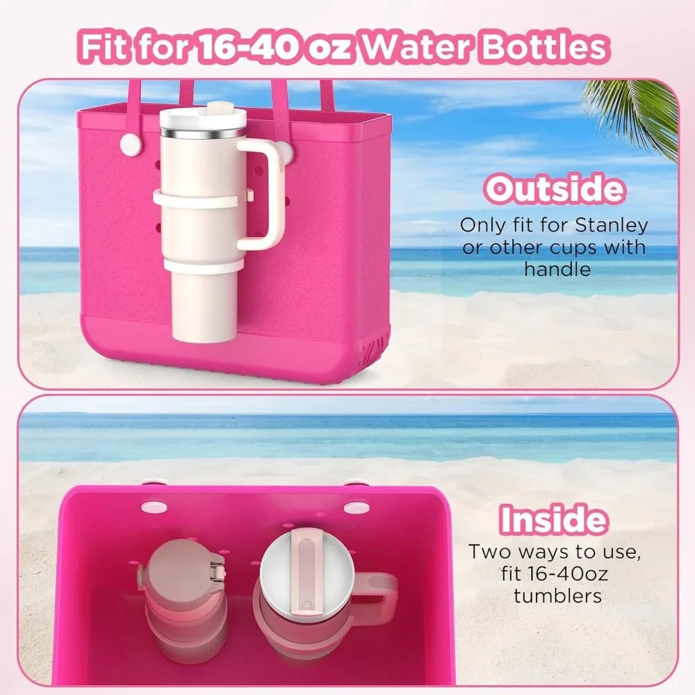 New 2Pcs Silicone Cup Holder for Bogg Bag Portable Anti-Slip Drinks Bottle Case Can Cup Holder for 16-40Oz