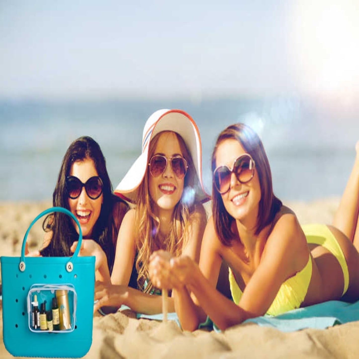 3 Packs Clear Bogg Beach Tote Bag with 2 Set Insert Hooks Accessories Suitable for Bogg Bags Travel Makeup Clean Toiletry Brush Bag Cosmetic Divider Storage Inner Pouch (White)