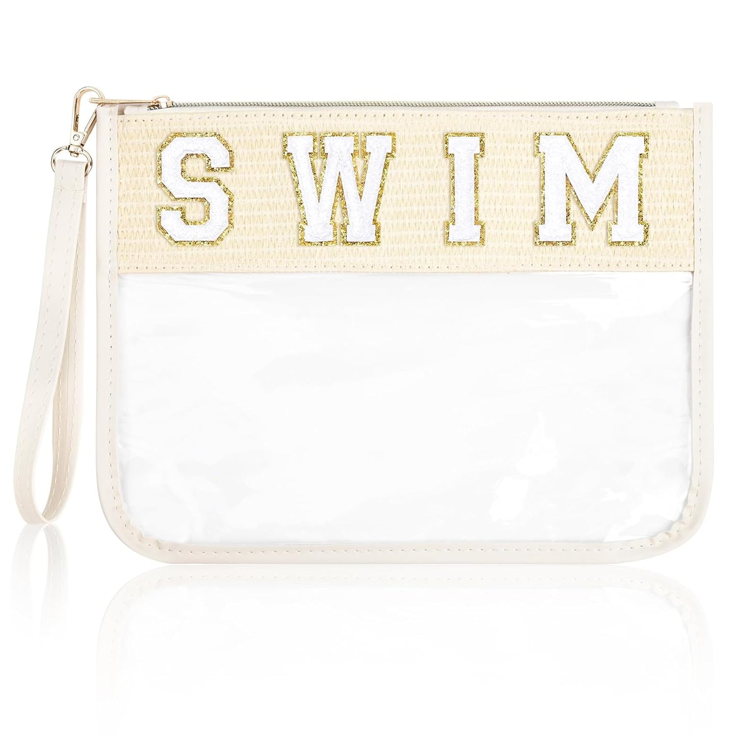 Snack Bags Clear Chenille Letter Pouch Travel Bag Zipper Nylon Makeup Bag Organizer Cosmetic Pouch Toiletry Bag Waterproof Summer Travel Gifts for Women