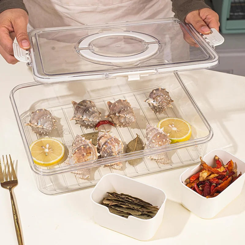 Versatile 8-Grid Serving Tray & Storage Box for Snacks, Fruits, and Seasonings - Portable Fresh-Keeping Solution