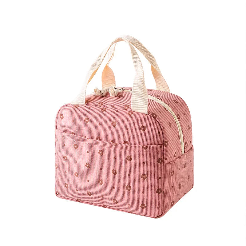 Fancy Corduroy Lunch Bag Student Office Lunch Box Thermal Insulation Bag Waterproof Portable Portable Cute Meal Bag Ice Baga-Dh