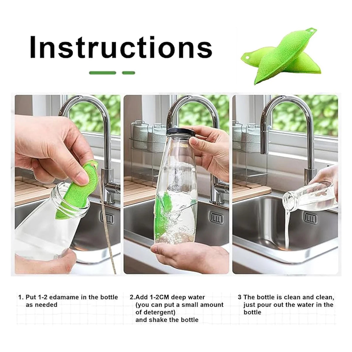6Pcs Beans Shaped Bottle Cleaning Sponge, Magic Beans Cleaner Reusable Bottle Cleaning Beans Sponge Internal Cleaning GSY
