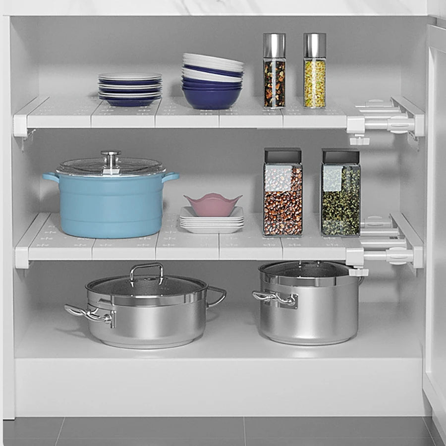 Expandable Metal Closet Organizer - Adjustable Tension Shelf & Rod for DIY Storage Solutions