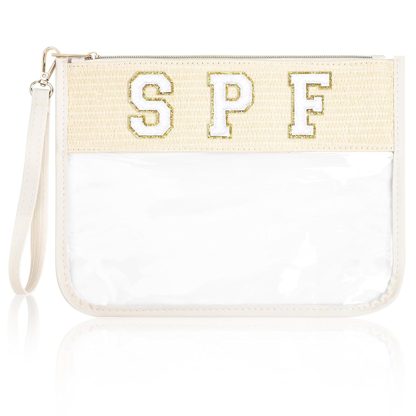 Snack Bags Clear Chenille Letter Pouch Travel Bag Zipper Nylon Makeup Bag Organizer Cosmetic Pouch Toiletry Bag Waterproof Summer Travel Gifts for Women