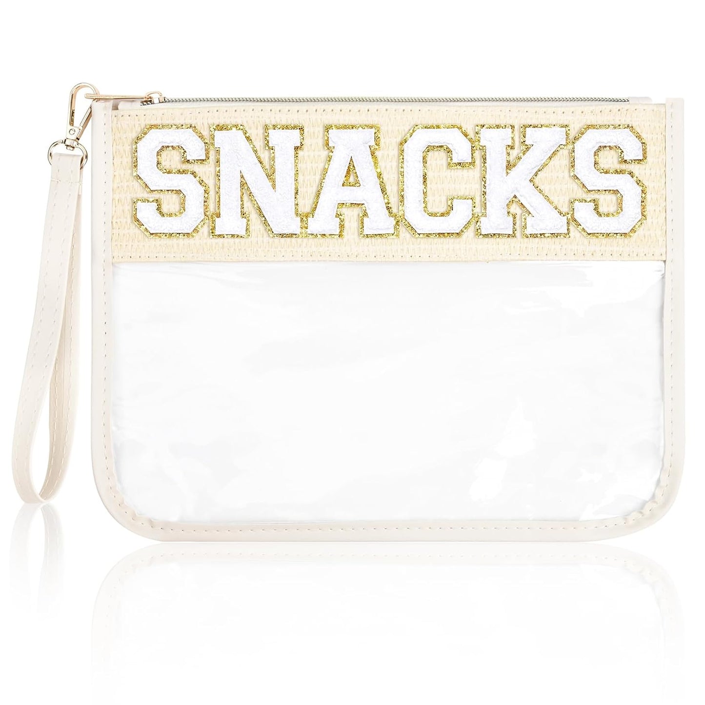 Snack Bags Clear Chenille Letter Pouch Travel Bag Zipper Nylon Makeup Bag Organizer Cosmetic Pouch Toiletry Bag Waterproof Summer Travel Gifts for Women