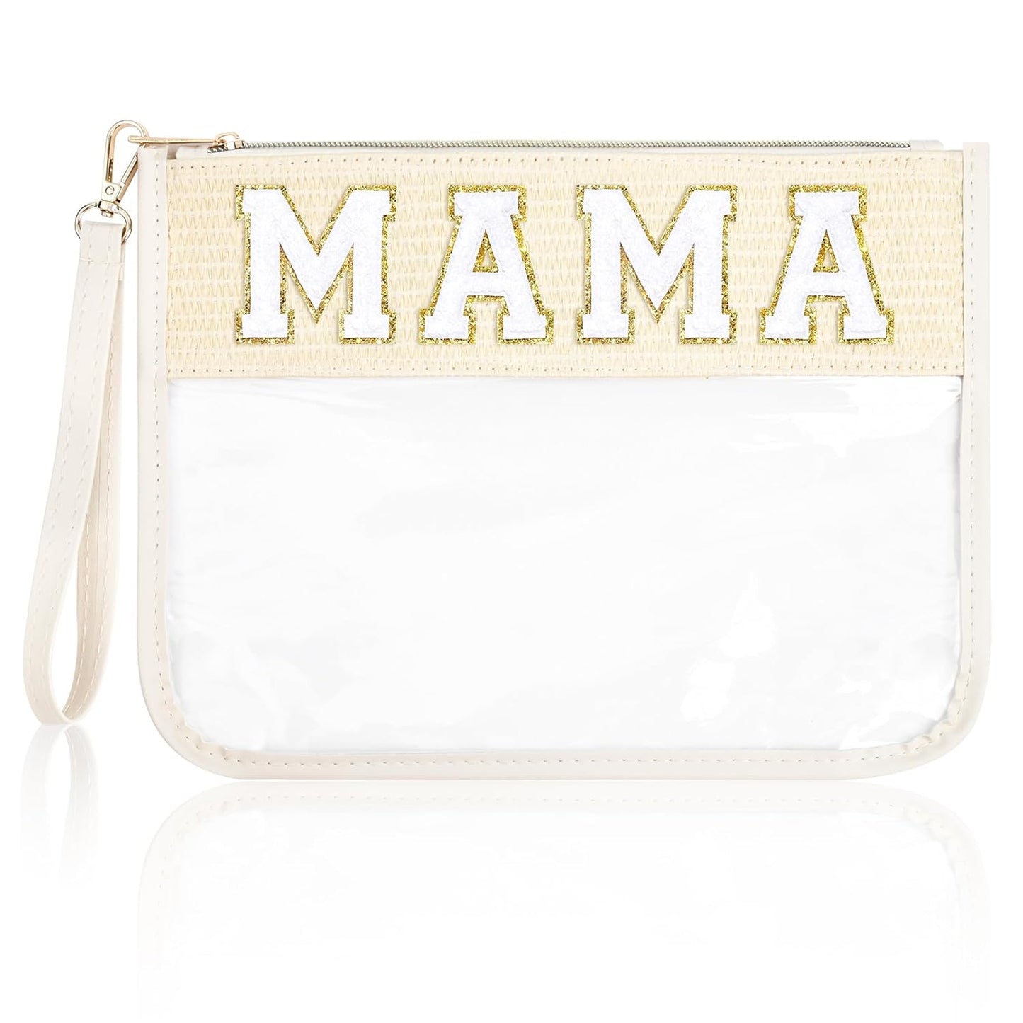 Snack Bags Clear Chenille Letter Pouch Travel Bag Zipper Nylon Makeup Bag Organizer Cosmetic Pouch Toiletry Bag Waterproof Summer Travel Gifts for Women