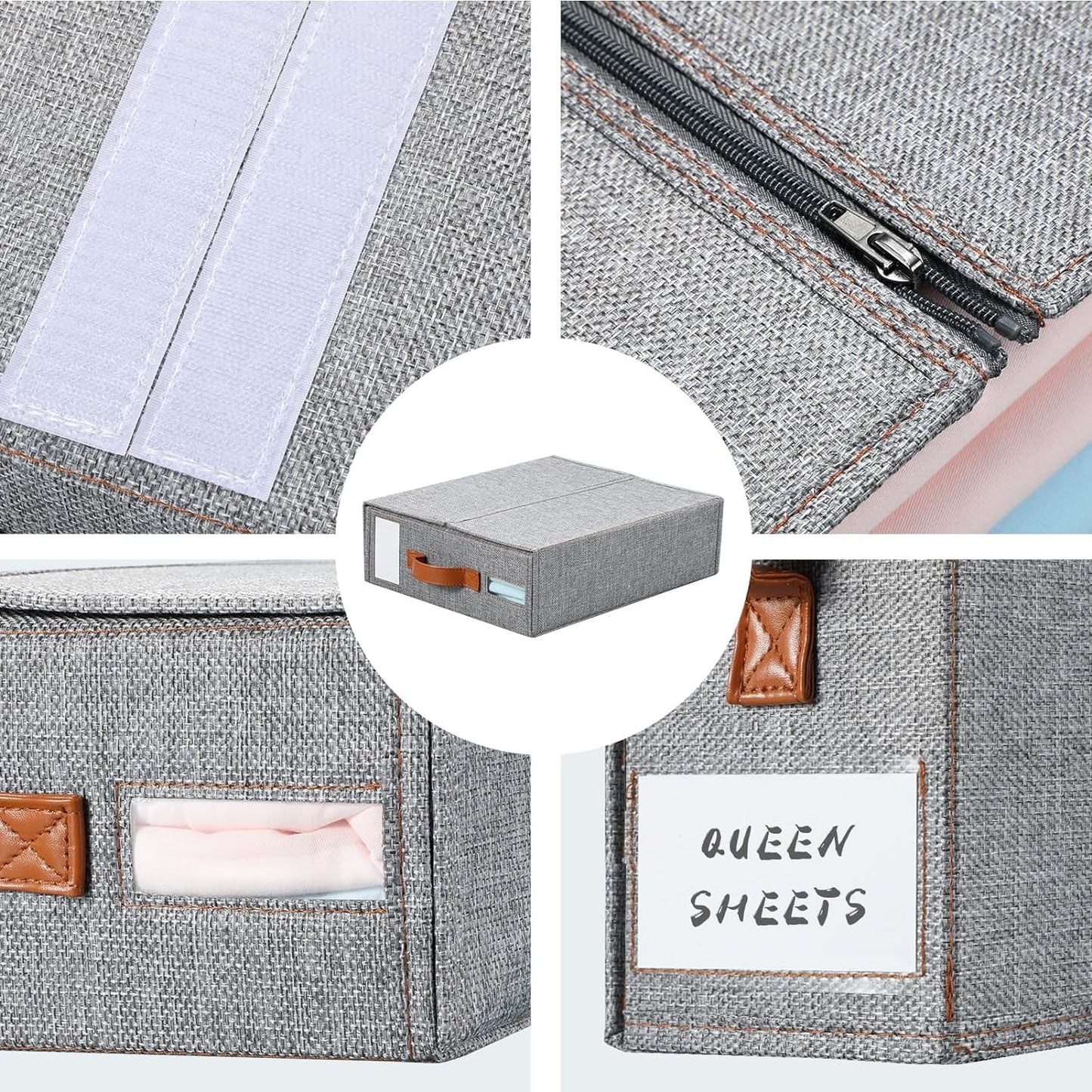 Gray Bed Sheet Organizer Set - 4 Count Linen Storage Solution for Closet Organization