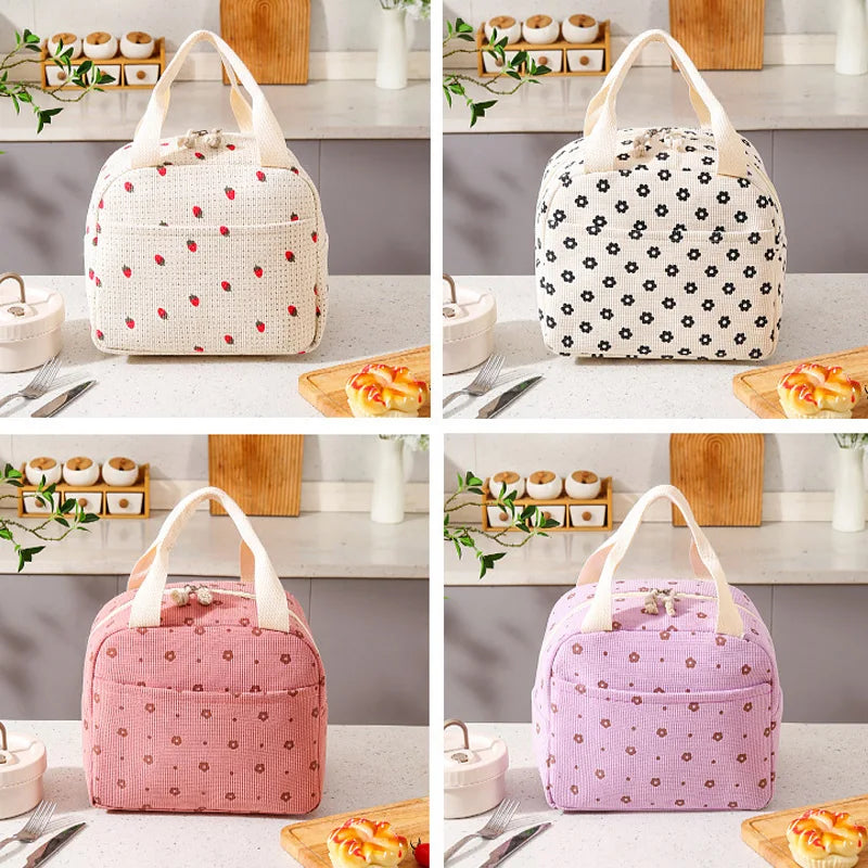 Fancy Corduroy Lunch Bag Student Office Lunch Box Thermal Insulation Bag Waterproof Portable Portable Cute Meal Bag Ice Baga-Dh