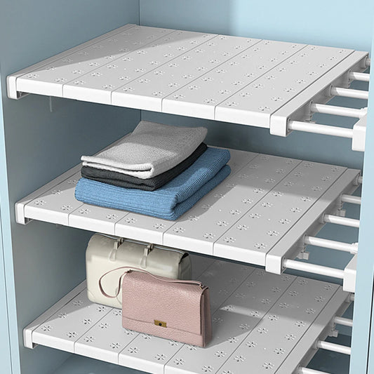 Expandable Metal Closet Organizer - Adjustable Tension Shelf & Rod for DIY Storage Solutions