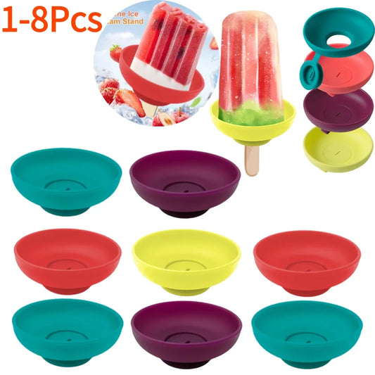 1-4Pcs Drip Free Ice Pop Holder Creative Drip-Proof Popsicle Rack No Mess Free Ice Rack Popsicle Holder for Kids Ice Cream