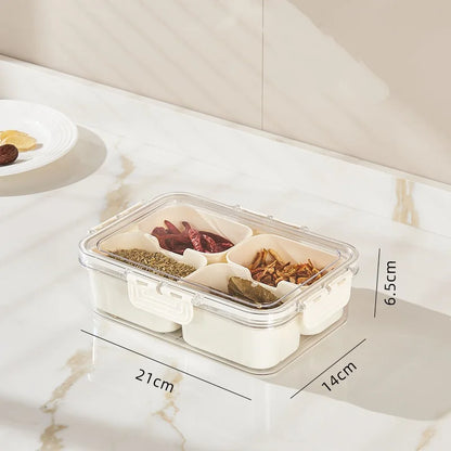 Versatile 8-Grid Serving Tray & Storage Box for Snacks, Fruits, and Seasonings - Portable Fresh-Keeping Solution