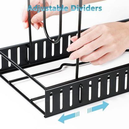 8-Tier Pot and Pan Organizer Rack – Upgraded Kitchen Storage Solution for Cookware and Lids