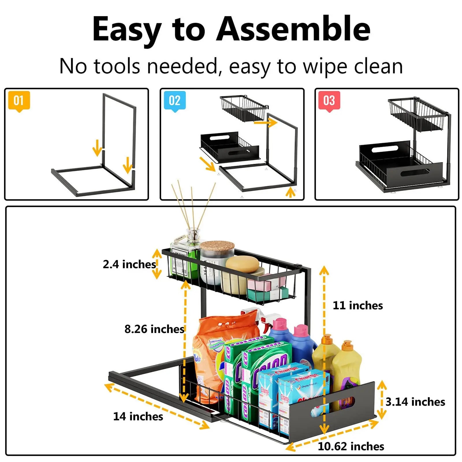 Maximize Your Space with 2 Pack Under Sink Pull Out Organizer - Slide Out Cabinet Storage Shelves