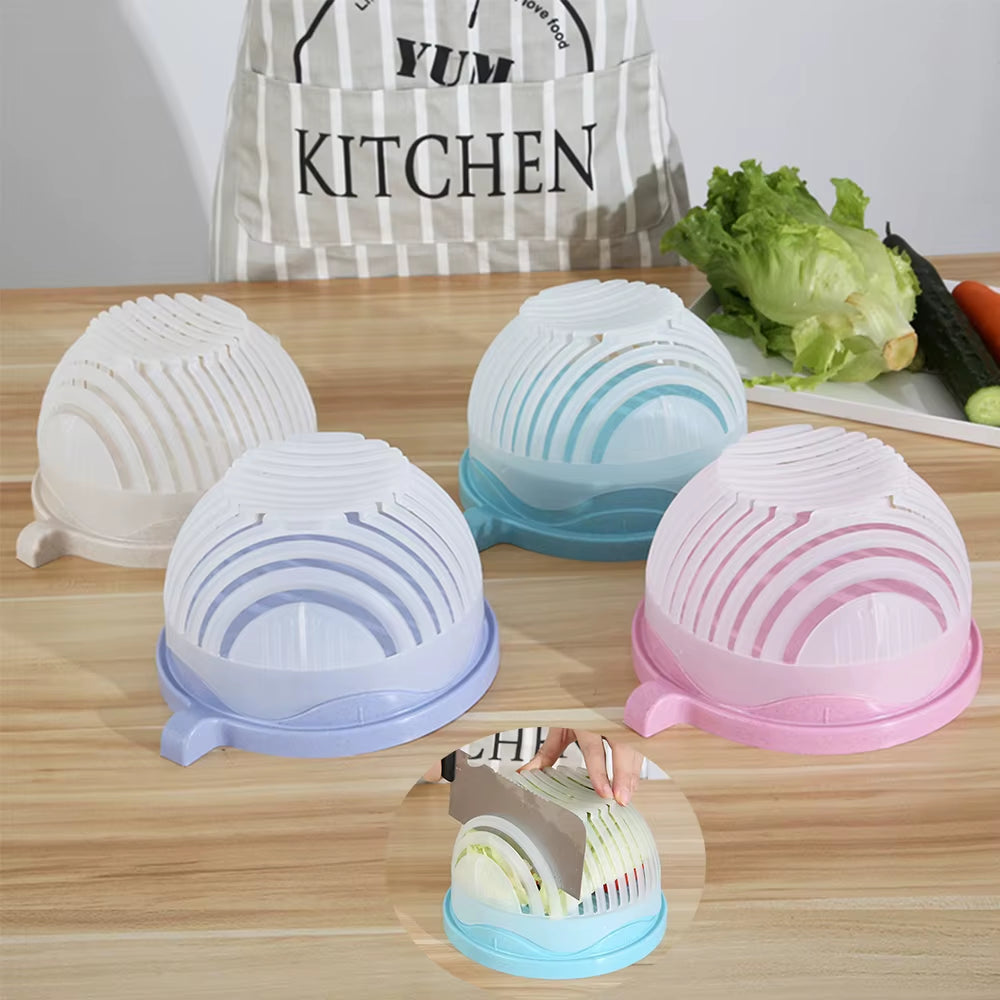 Effortlessly Create Fresh Salads with the 1PC Vegetable Salad Cutter Bowl - Ultimate Kitchen Gadget for Quick and Easy Meal Prep!