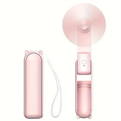 Portable Mini Fan, USB Rechargeable, 3-Speed Adjustable, Foldable Handheld Fan, Suitable for Women, Travel, Outdoor Use