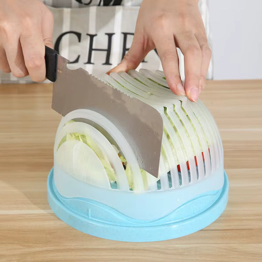 Effortlessly Create Fresh Salads with the 1PC Vegetable Salad Cutter Bowl - Ultimate Kitchen Gadget for Quick and Easy Meal Prep!