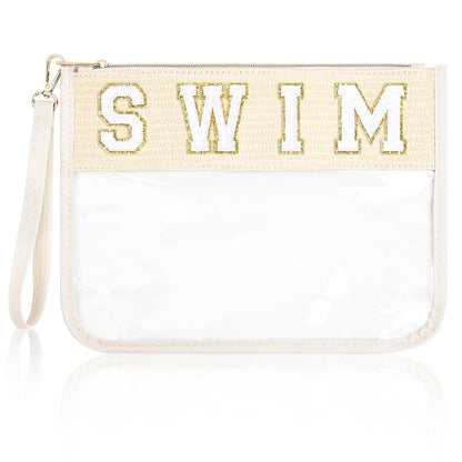 Snack Bags Clear Chenille Letter Pouch Travel Bag Zipper Nylon Makeup Bag Organizer Cosmetic Pouch Toiletry Bag Waterproof Summer Travel Gifts for Women