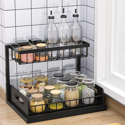 Maximize Your Space with 2 Pack Under Sink Pull Out Organizer - Slide Out Cabinet Storage Shelves