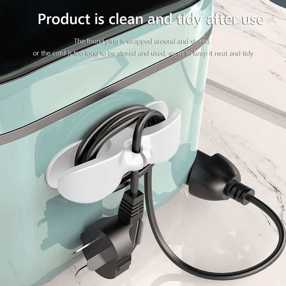 Self-Adhesive Power Cord Organizer - Durable Rubber Cable Holder for Home & Office