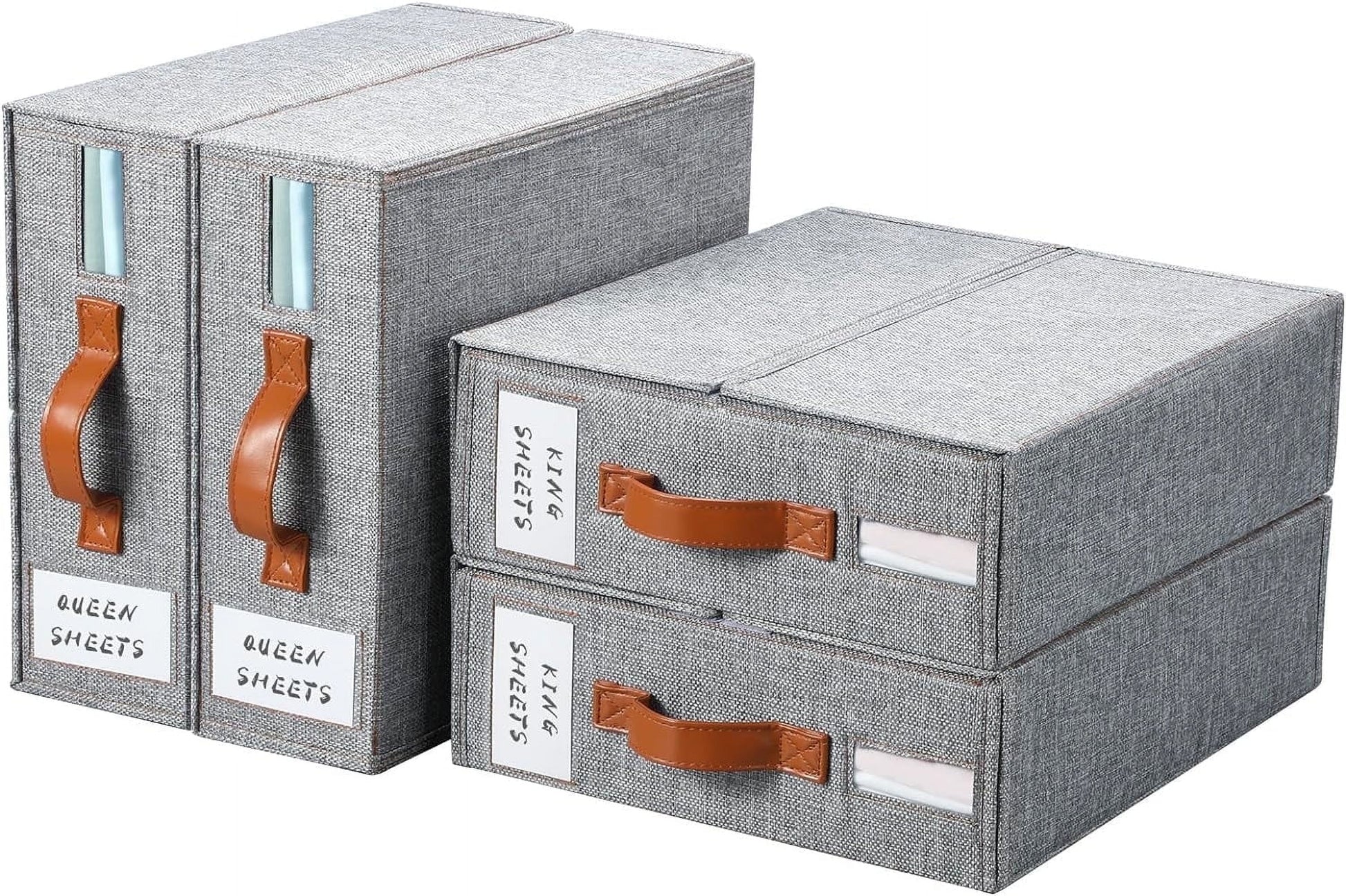 Gray Bed Sheet Organizer Set - 4 Count Linen Storage Solution for Closet Organization