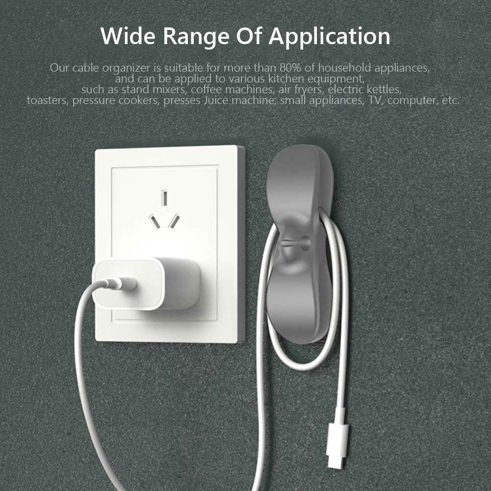 Self-Adhesive Power Cord Organizer - Durable Rubber Cable Holder for Home & Office