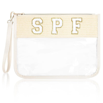 Snack Bags Clear Chenille Letter Pouch Travel Bag Zipper Nylon Makeup Bag Organizer Cosmetic Pouch Toiletry Bag Waterproof Summer Travel Gifts for Women