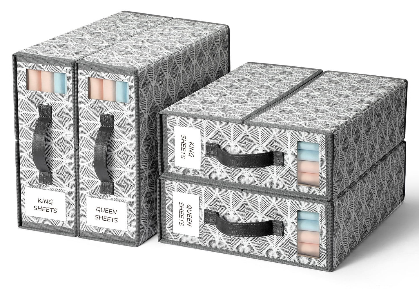 Gray Bed Sheet Organizer Set - 4 Count Linen Storage Solution for Closet Organization