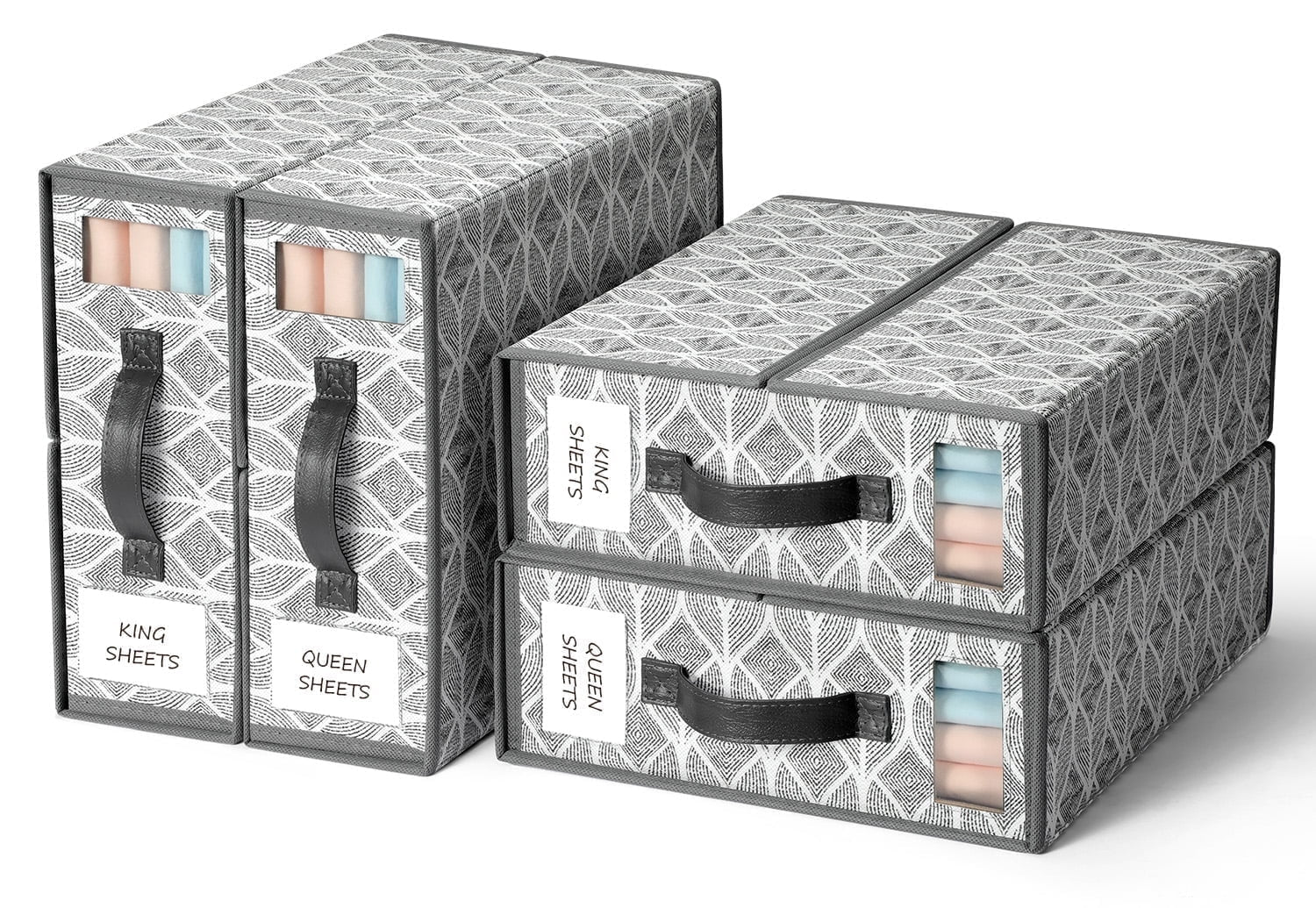 Gray Bed Sheet Organizer Set - 4 Count Linen Storage Solution for Closet Organization