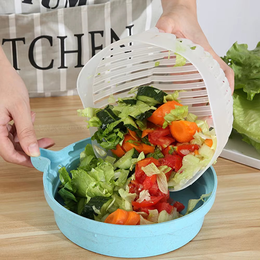 Effortlessly Create Fresh Salads with the 1PC Vegetable Salad Cutter Bowl - Ultimate Kitchen Gadget for Quick and Easy Meal Prep!