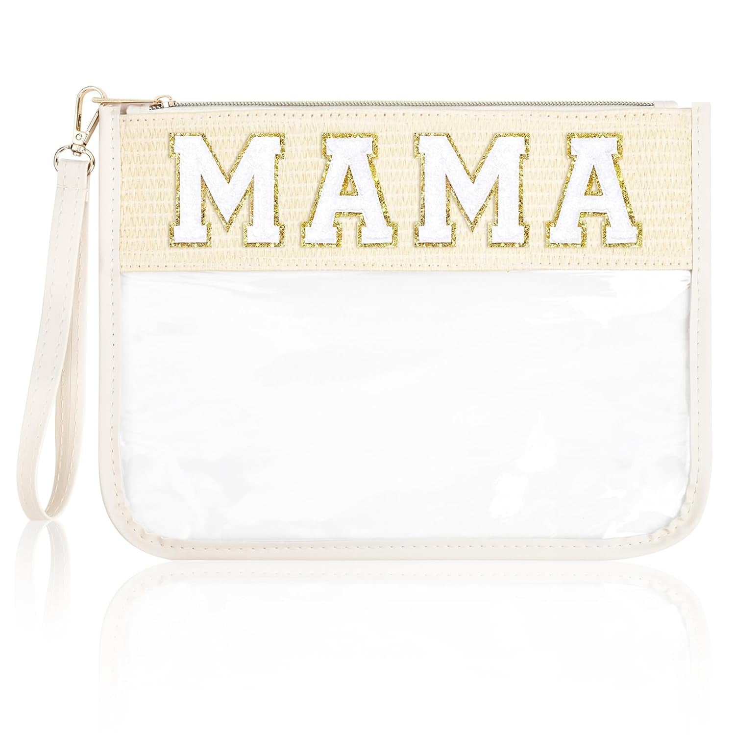 Snack Bags Clear Chenille Letter Pouch Travel Bag Zipper Nylon Makeup Bag Organizer Cosmetic Pouch Toiletry Bag Waterproof Summer Travel Gifts for Women