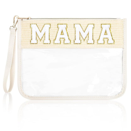 Snack Bags Clear Chenille Letter Pouch Travel Bag Zipper Nylon Makeup Bag Organizer Cosmetic Pouch Toiletry Bag Waterproof Summer Travel Gifts for Women