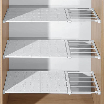 Expandable Metal Closet Organizer - Adjustable Tension Shelf & Rod for DIY Storage Solutions