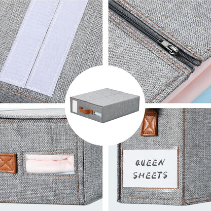 Gray Bed Sheet Organizer Set - 4 Count Linen Storage Solution for Closet Organization