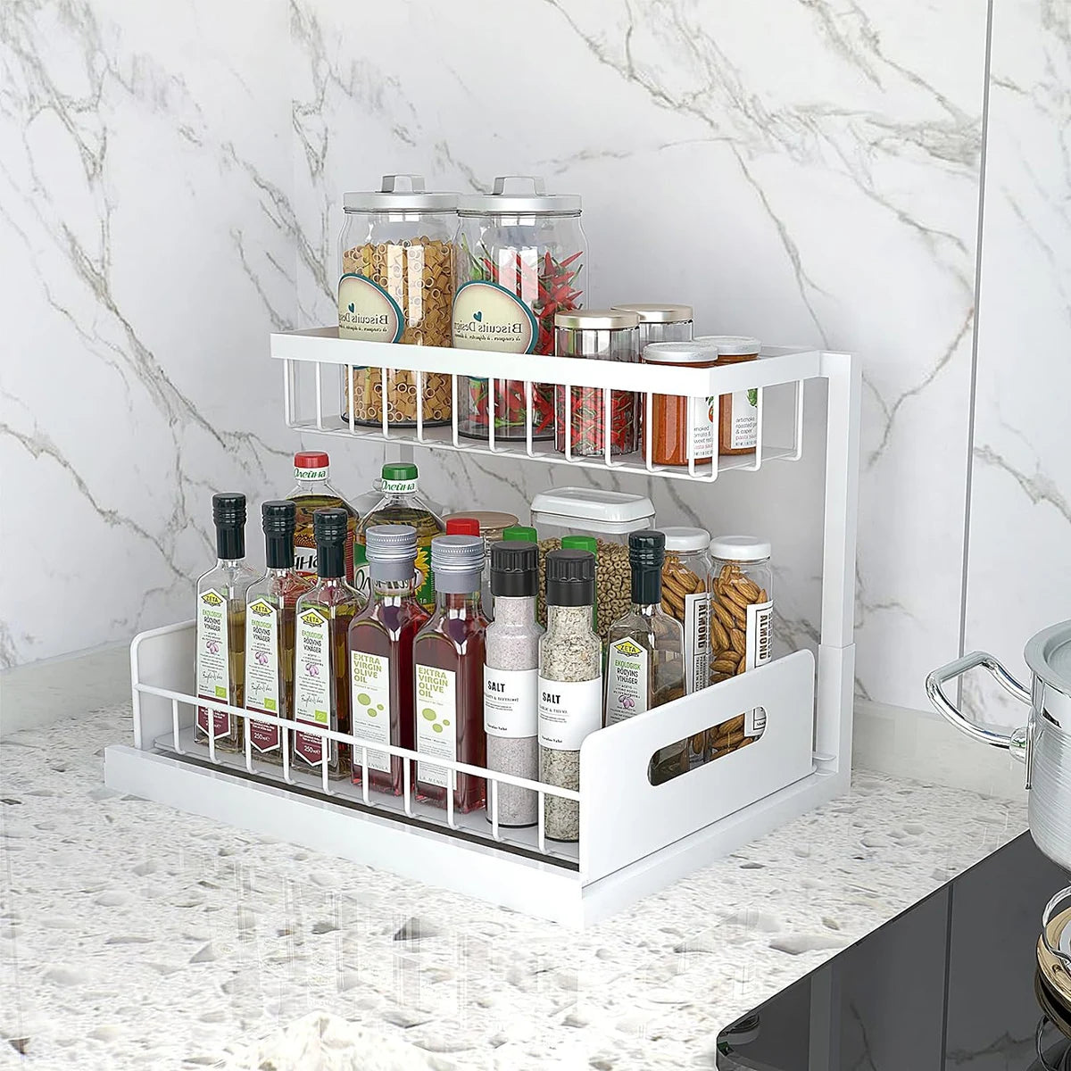 Maximize Your Space with 2 Pack Under Sink Pull Out Organizer - Slide Out Cabinet Storage Shelves
